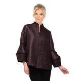 Textured Jacquard Zip Jacket in Wine & Black - 7366J