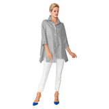 Resort Line Asymmetric Shirt in Black & White - 4691B-BLK