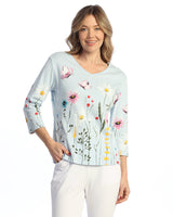 "Fantasia" Abstract Print V-Neck Top - 15-1559