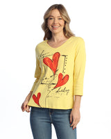 "Flirt" Abstract Print V-Neck Top - 15-2115