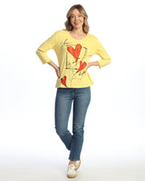 "Flirt" Abstract Print V-Neck Top - 15-2115