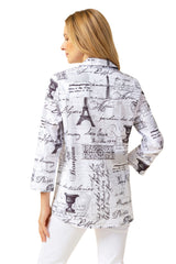Vintage Parisian Print Pocket Shirt - 15719 - Size XS Only!