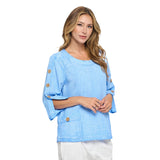 Seersucker Brush Dye Cotton Top in Wedgewood - CS111-WDG - Size S Only!