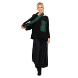 Mixed Media Oversized Boxy Plaid Trim Tunic Top - 6413T