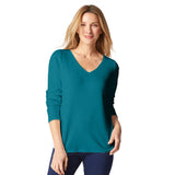 Soft Micro-Rib V Neck Cotton Tee - 16451