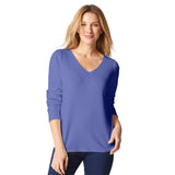 Soft Micro-Rib V Neck Cotton Tee - 16451
