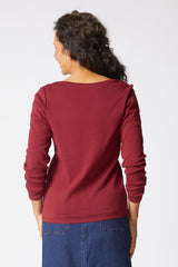 Easy V Neck Tee - 16451 in Wine - Back View