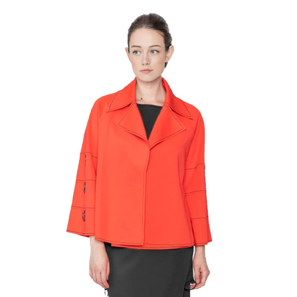 IC Collection Stretch Techno-Knit Open Front Jacket in Orange - 4492J-ORG - Size L Only!