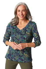 Autumn Paisley Easy V-Neck Tee - 16951