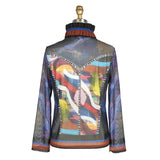 Brushstroke & Denim-Print Mesh Twin Set - 31430 - Sizes M & L