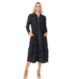 Textured Zip Midi Dress in Black - 6677D-BK - Size L Only!