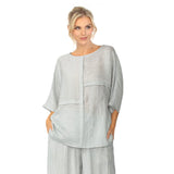 Mixed Direction Stripe Cocoon Top in Silver - 6814T-SLV