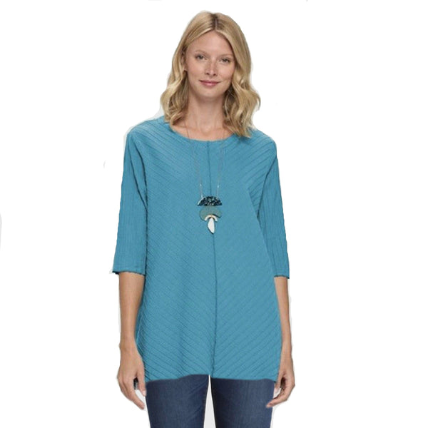 Focus Diagonal Rib High-Low Tunic in Maui Blue - CS-342-MA - Size S Only!