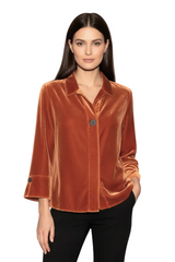 Velvet Hidden-Placket Swing Tunic Shirt in Ginger - 17245 - Size XS Only!