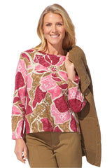 Floral Cotton Club Stepped Hem Boxy Tee - 17325