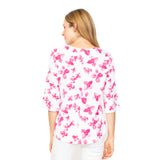 Tropical Hibiscus Print Tee in Pinks & White - 74515-PNK