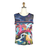 Brushstroke & Denim-Print Mesh Twin Set - 31430 - Sizes M & L