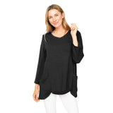 Soft Peruvian Cotton Scalloped Pocket Tunic in Black - 27637-BLK