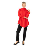 Asymmetric Mock-Neck Tunic in Red - 4759T-RD