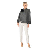 Metallic Charcoal & Black Textured Jacket - 6687J