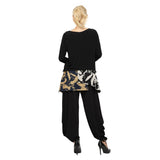 Print Trim Pocket Tunic in Black - 7570T- BLK