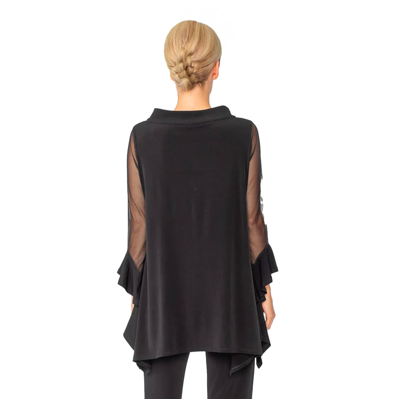 IC Collection Mesh Sleeve Tunic in Black - 4953T