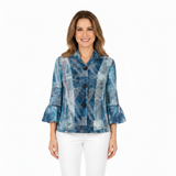 Watercolor Mesh Puffed Sleeve Jacket - 2496