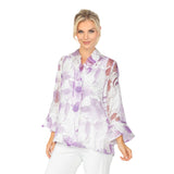 Sheer Floral 2-Button Blouse/Jacket in Purple - 6511J-PPL