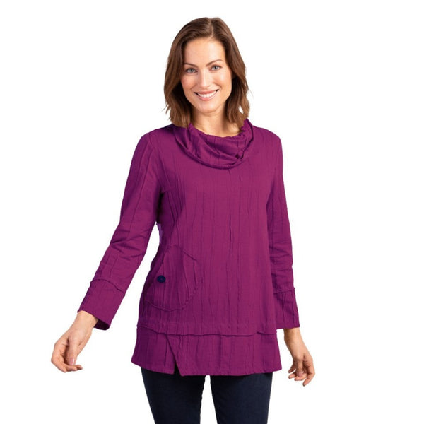 Habitat Textured Cowl-Neck Pocket Tunic in Mulberry - 16529-MB - Size XL Only!