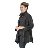 Textured Button Front Tunic Jacket in Black - 6930J-BLK - Size XXL!