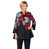 Just In! Textured Rose Print Jacket in Red - C1202J-RD