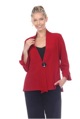 Short High-Low One-Button Jacket in Red - 2006-RD