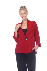 Short High-Low One-Button Jacket in Red - 2006-RD