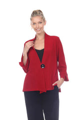 Short High-Low One-Button Jacket in Red - 2006-RD