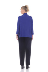 Textured High-Low One-Button Jacket in Royal Blue - 2006-BLU