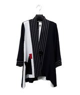 Textured Colorblock High-Low Jacket - 2894AB