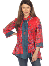Radiant Charm Red Floral Blouse - 2030QRCR