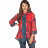 Radiant Charm Red Floral Blouse - 2030QRCR