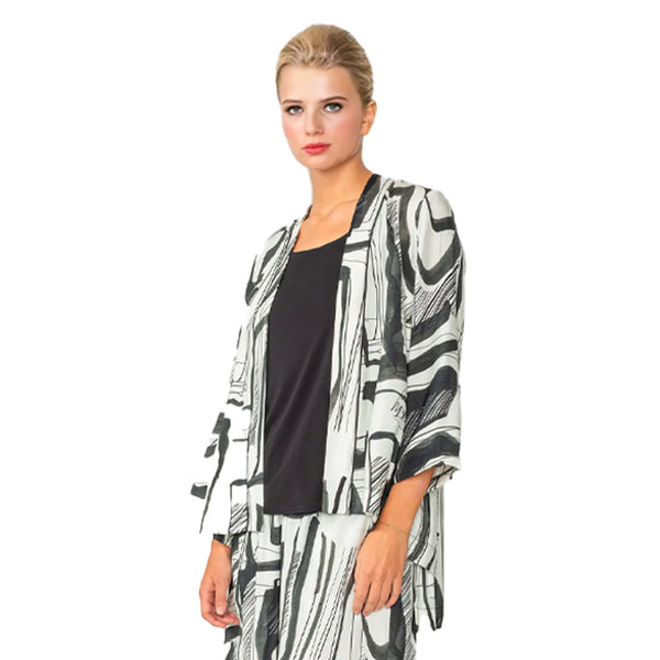 IC Collection Brush Painting Print Open Front Jacket - 5898J