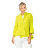 Floral Embroidered One-Button Jacket in Lime - 7268J-LM - Size S