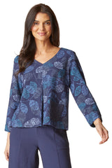 Habitat Leaves Inverted Pleat Top - Navy - image 1