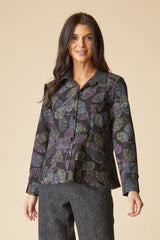 Crinkle Crepe Leaves Shirt Jacket - 21014