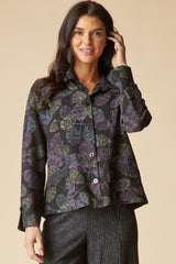 Crinkle Crepe Leaves Shirt Jacket - 21014