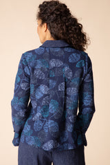 Crinkle Crepe Leaves Shirt Jacket - 21014