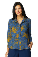 Woodblock Flounce Top - 21422