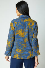 Woodblock Flounce Top - 21422 in Navy - Back View