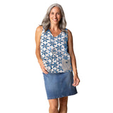 Crinkle Crepe Floral Mix Pleat Tank - 21602