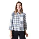 Short Plaid Pocket Shirt in Winter White - 40790-WWT - Size XS Only!