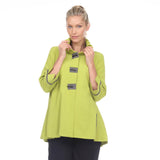 Button Front Shirt With Patch Trim in Lime - 2203-LM - Size XL Only!
