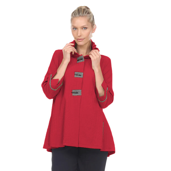 Moonlight Button Front Shirt/Jacket in Red, Black & White - 2203-RD